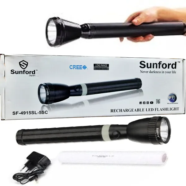 Sunford ( Made in Japan ) Rechargeable LED Flashlight Model SF-4915SL-5SC